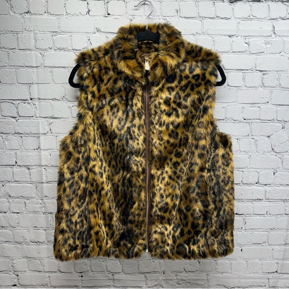 J.Crew Leopard Print Faux Fur Vest size Medium NWT